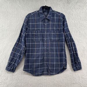 J Crew Flannel Cotton Window Pane Plaid Long Sleeve Mens Medium Button Down